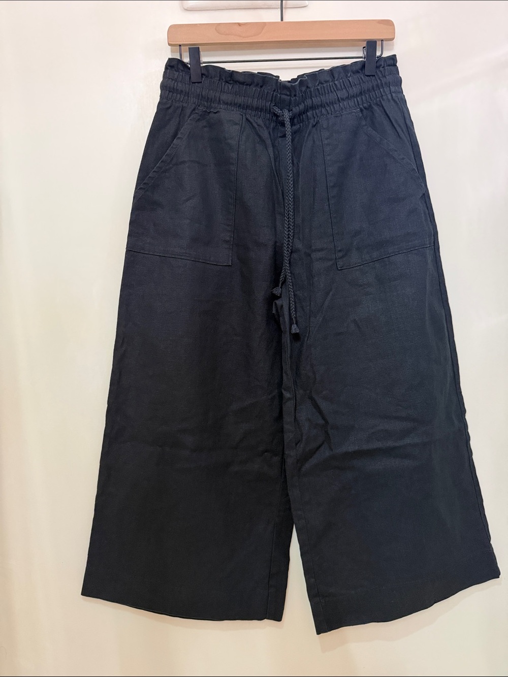 Banana Republic Women's Drawstring Petite Wide-Leg Pants- Black